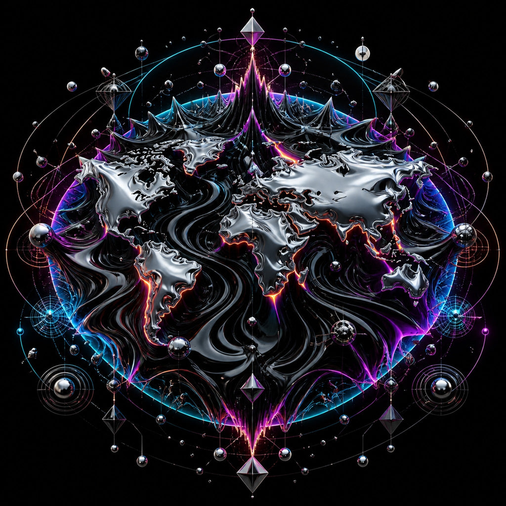 Close-up of the original TrendTap artwork Ferrofluid Atlas