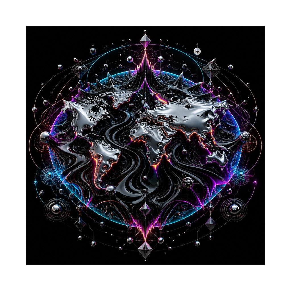 Ferrofluid Atlas original psychedelic art print on a clean white background
