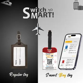 Spain flag smart bag tag attached to luggage