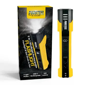 Rechargeable flashlight with adjustable head and magnetic base