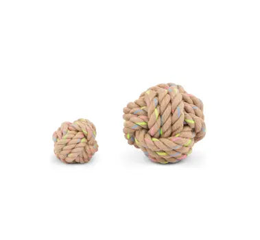 Natural hemp and recycled cotton dog rope ball