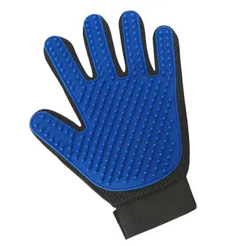Pet grooming glove used on a cat