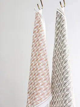 Close view of cotton tea towel screen-print details