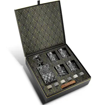 Whiskey decanter gift set with glasses and chilling stones