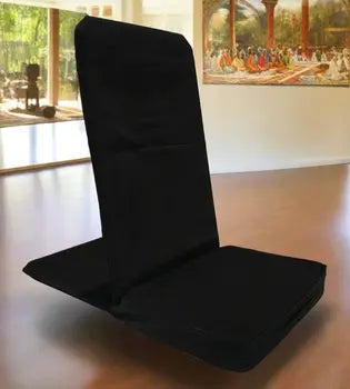 Folding meditation chair support and storage features