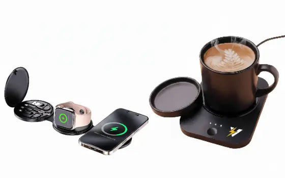 Wireless charging station and mug warmer desk bundle