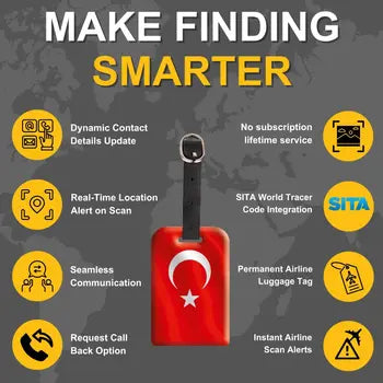 Turkey flag luggage tag identification features