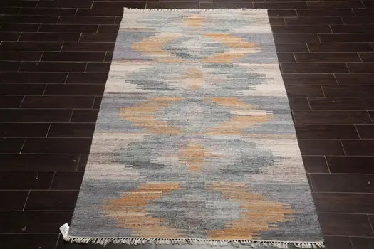 Low-pile recycled PET kilim rug texture