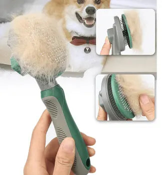 Self-cleaning pet hair removal comb