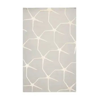 Gray and ivory wool area rug full view