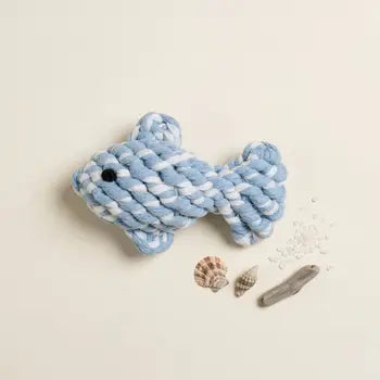 Fish rope toy sized for small dogs