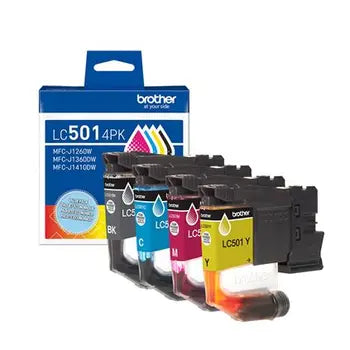 Brother LC501 black cyan magenta yellow ink cartridge four-pack