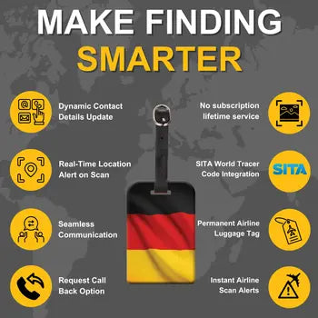 Germany flag QR bag tag details