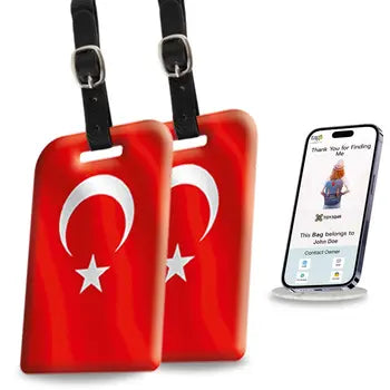 Turkey flag QR luggage security tag two-pack