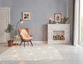 Five-by-eight gray and ivory hand-tufted wool rug