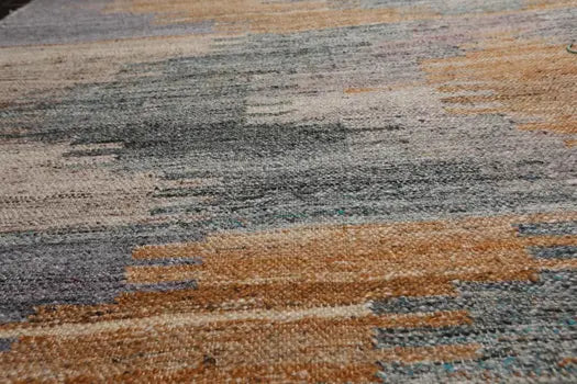 Five-by-eight recycled-yarn rug full view
