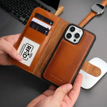 Full-grain leather iPhone 16 Pro Max wallet case