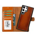 Tan detachable leather wallet case for Samsung Galaxy S23 Ultra