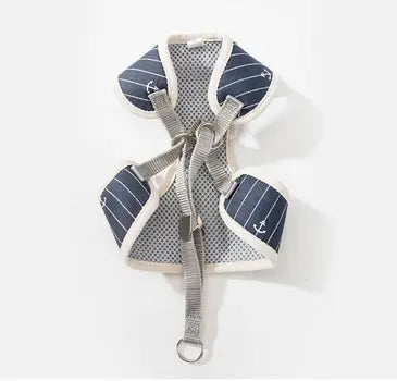 Small pet wearing breathable mesh harness