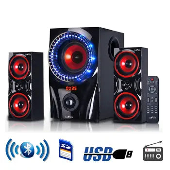 Red 2.1-channel Bluetooth surround sound speaker system