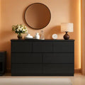 Black seven-drawer contemporary wooden dresser