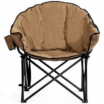 Gray padded folding moon camping chair
