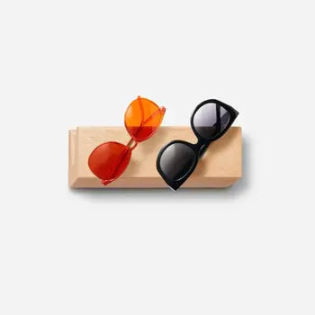 Sculptural natural wood sunglass organizer