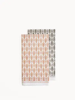 Natural cotton tea towel with brown tree screen print