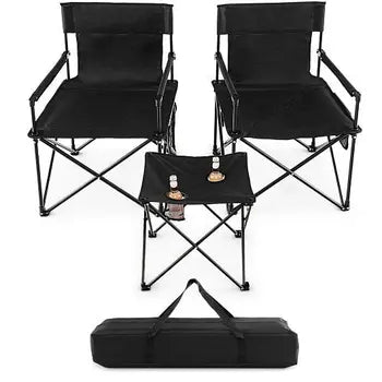 Camping chair storage pocket and fabric details