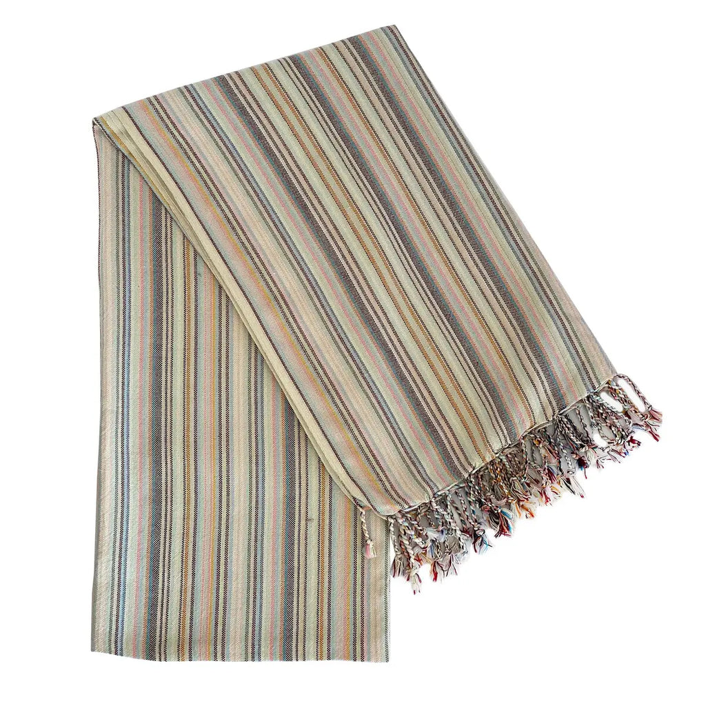 Soft pink striped recycled-cotton Turkish towel and blanket