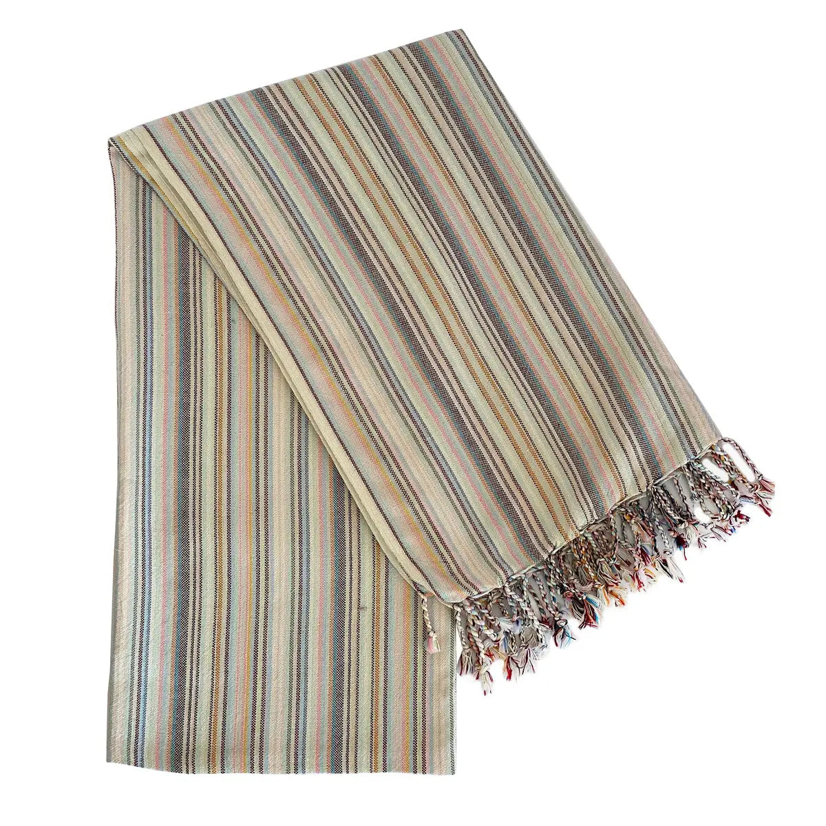 Soft pink striped recycled-cotton Turkish towel and blanket