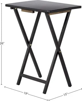 Folding TV tray table used beside a chair