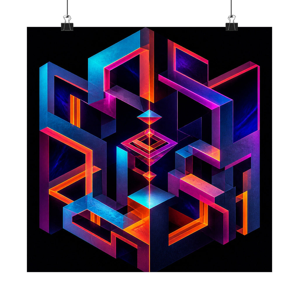 Negative Space Oracle satin art print displayed with black binder clips