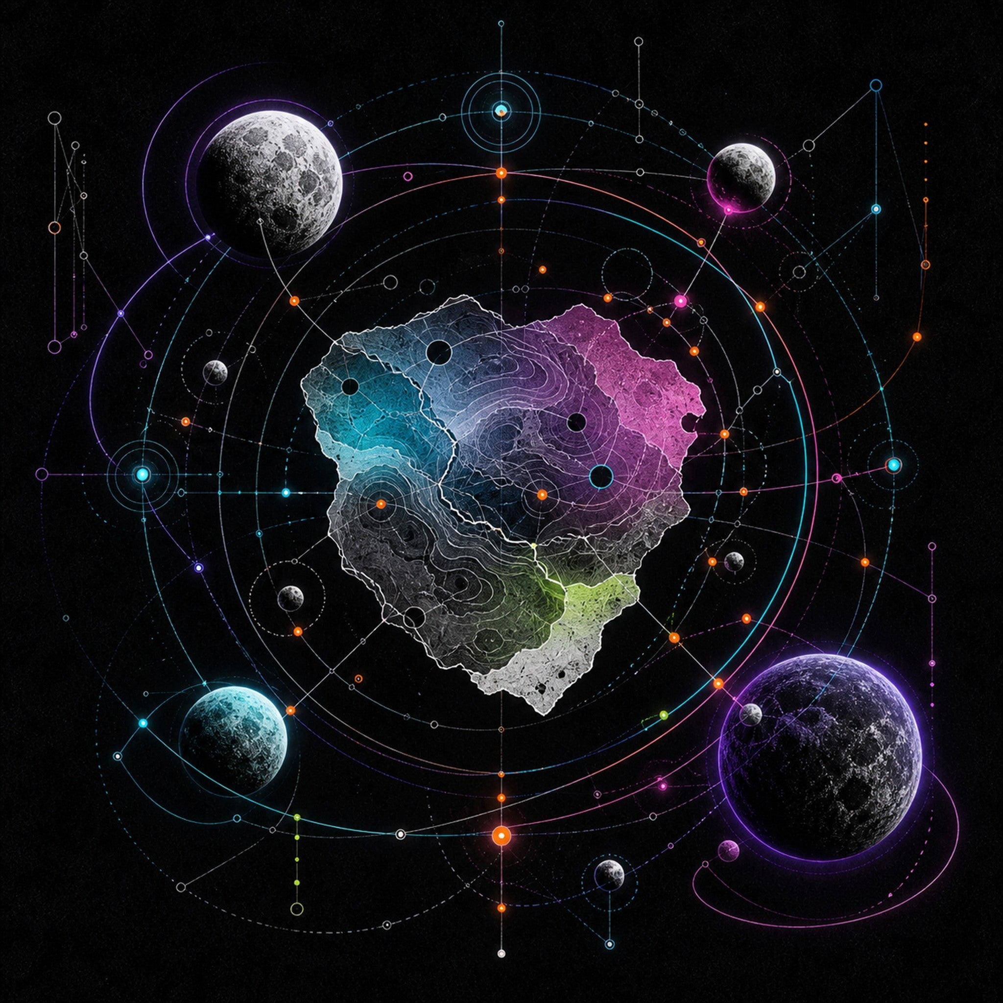 Close-up of the original TrendTap artwork Orbiting Atlas