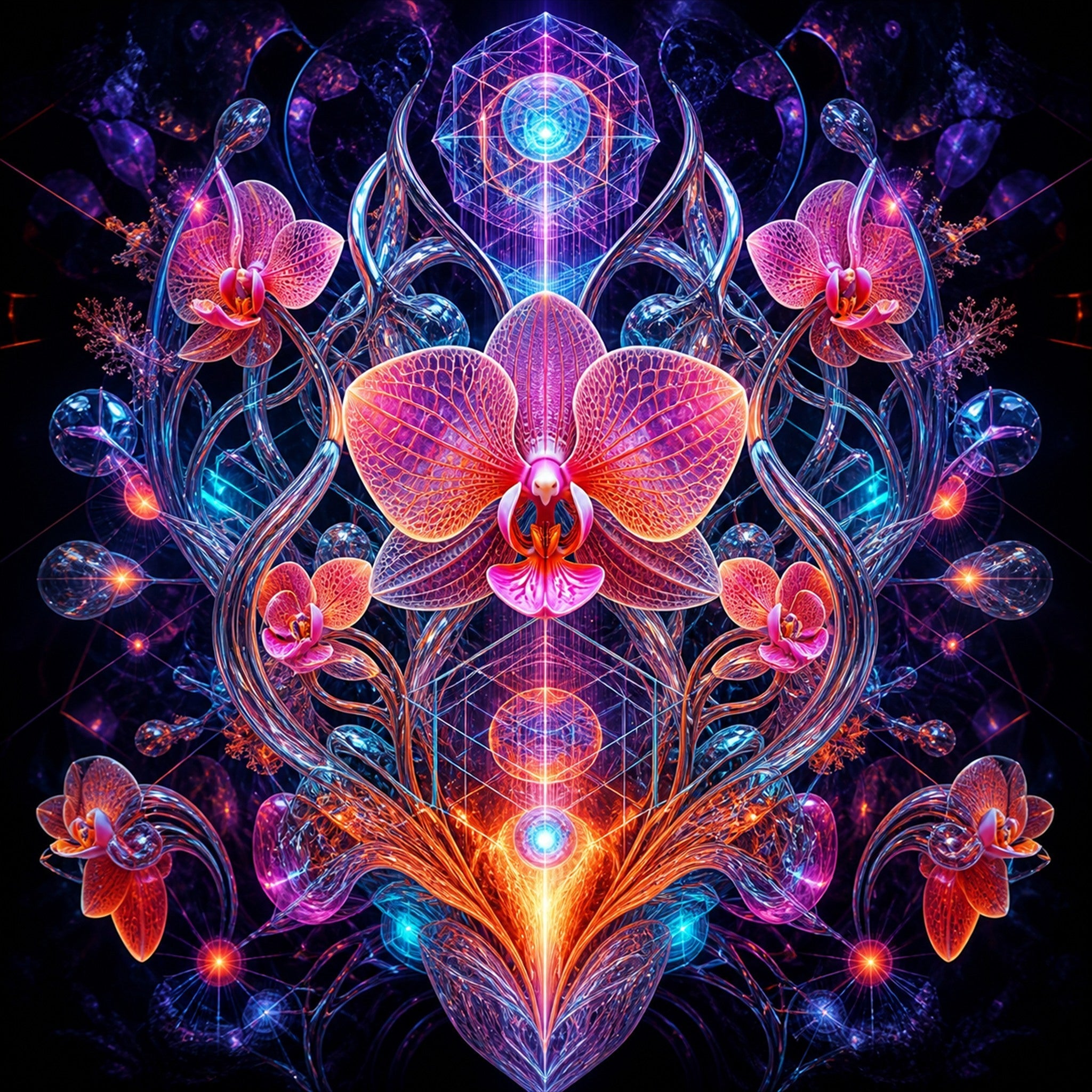 Close-up of the original TrendTap artwork Orchid Signal Array