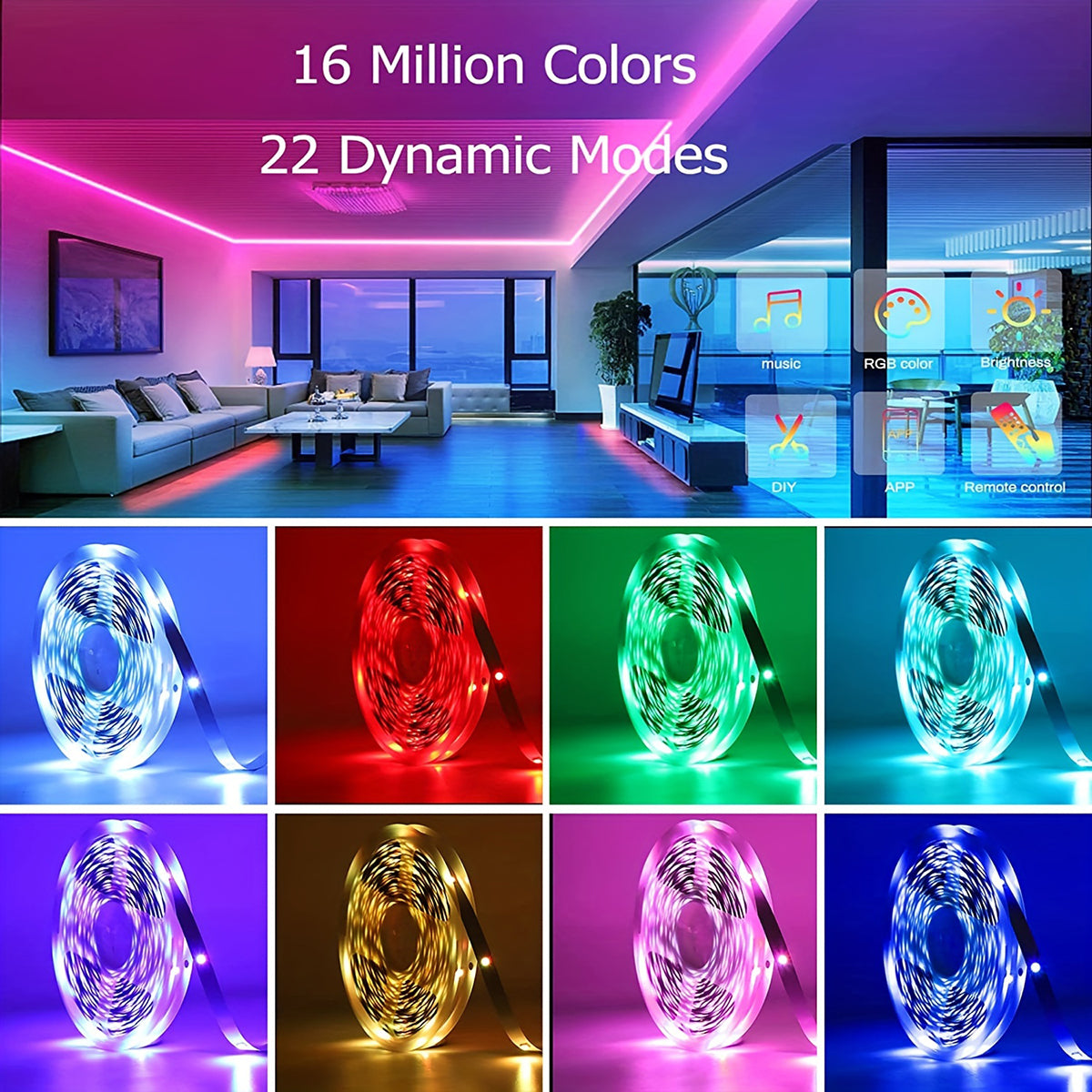 pulseglow rgb led strip lights music sync