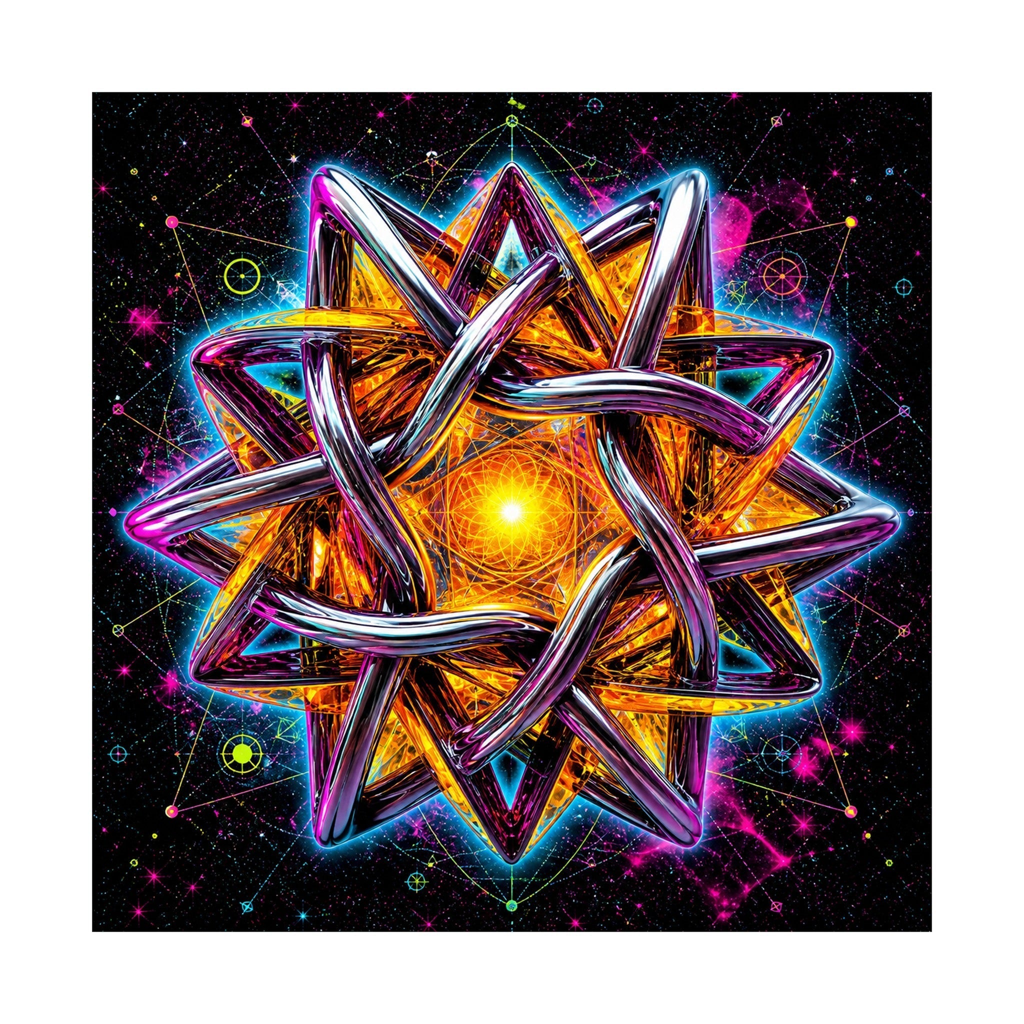 Solaris Knot original psychedelic art print on a clean white background