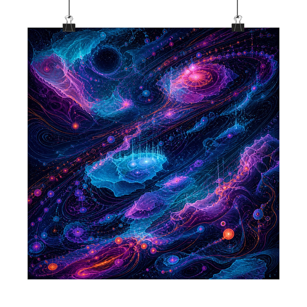 Abyssal Coordinate Bloom original TrendTap art print displayed with binder clips