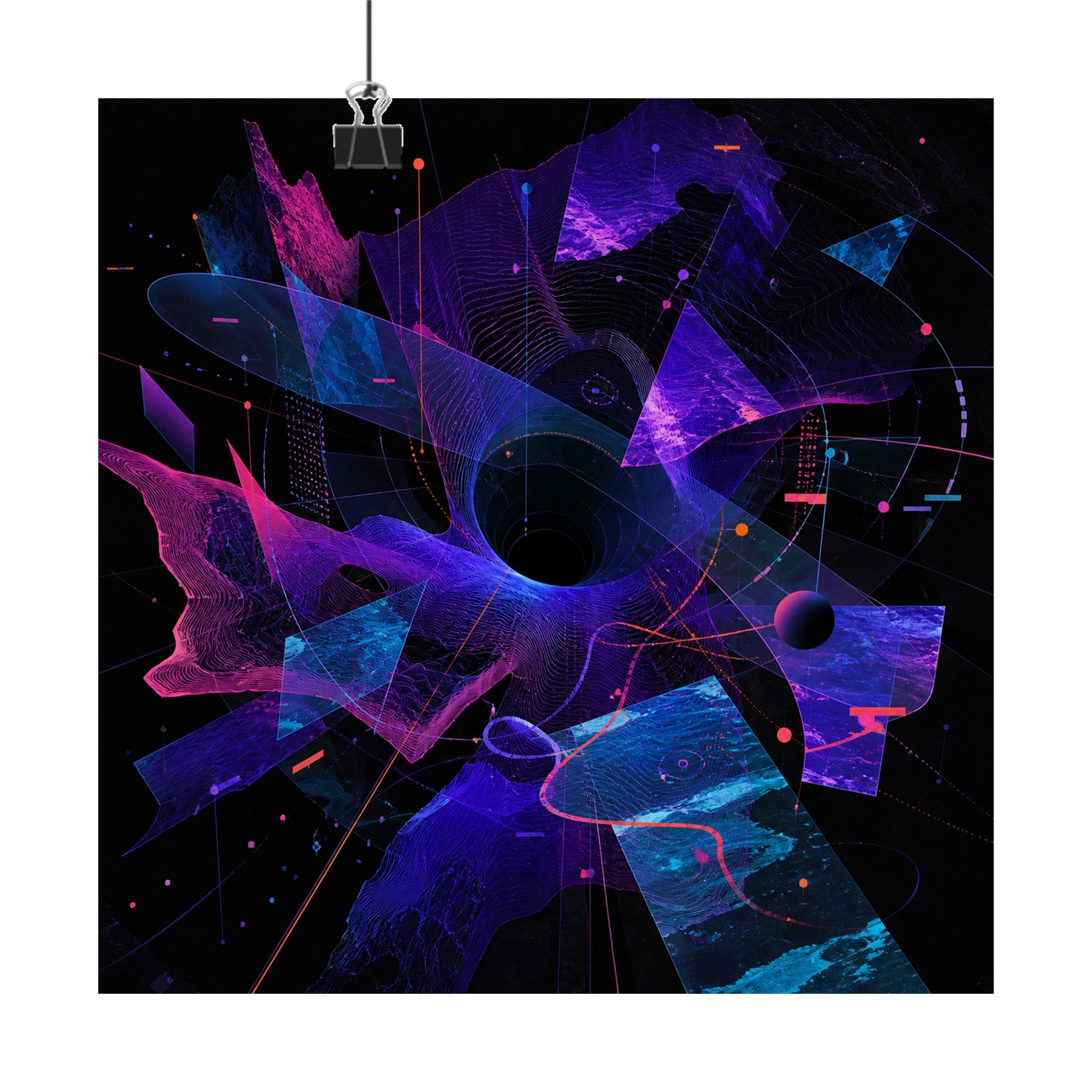 Aperture Drift Atlas original TrendTap art print displayed with binder clips