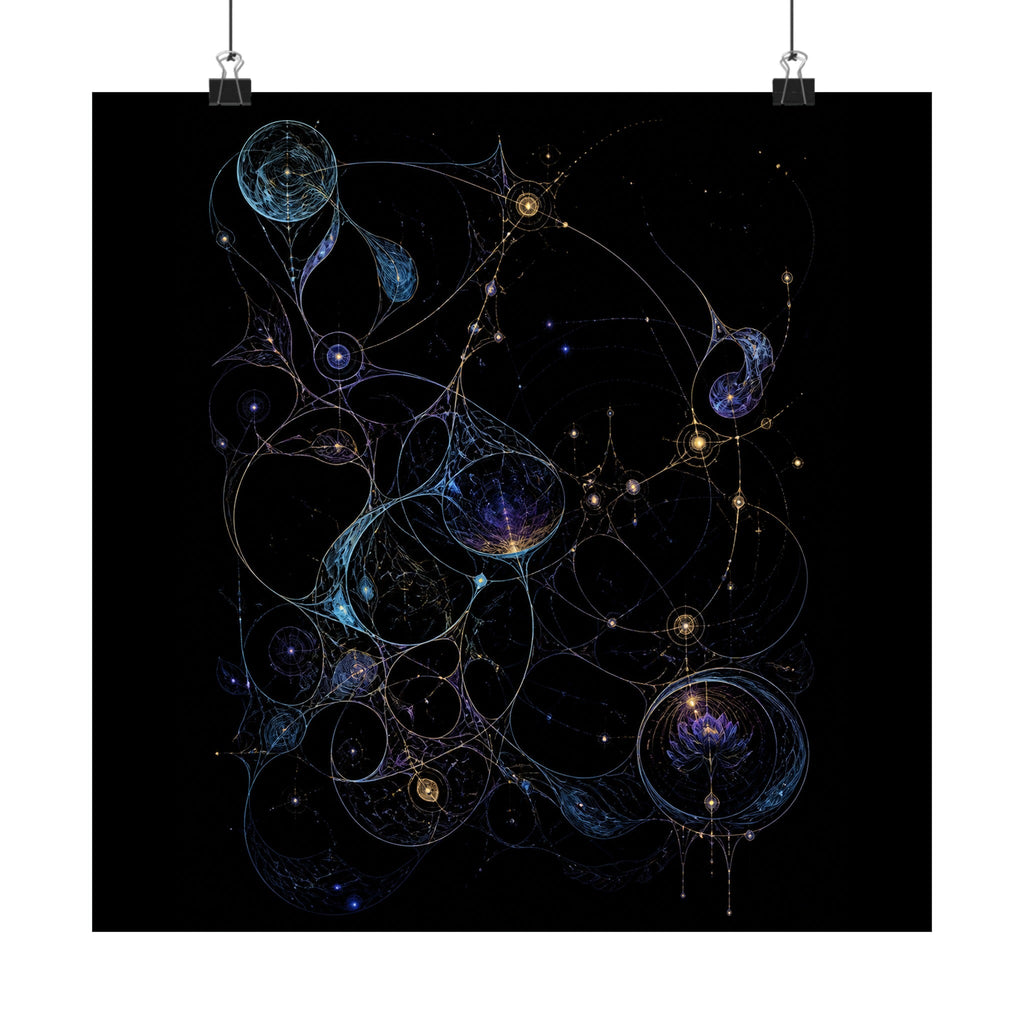 Astral Ink Lattice original TrendTap art print displayed with binder clips