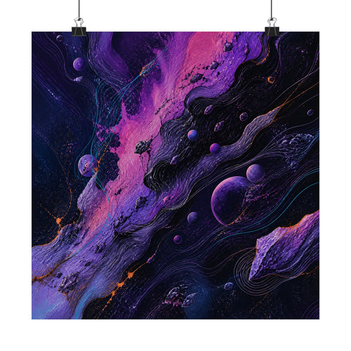 Astral Ink Transit original TrendTap art print displayed with binder clips