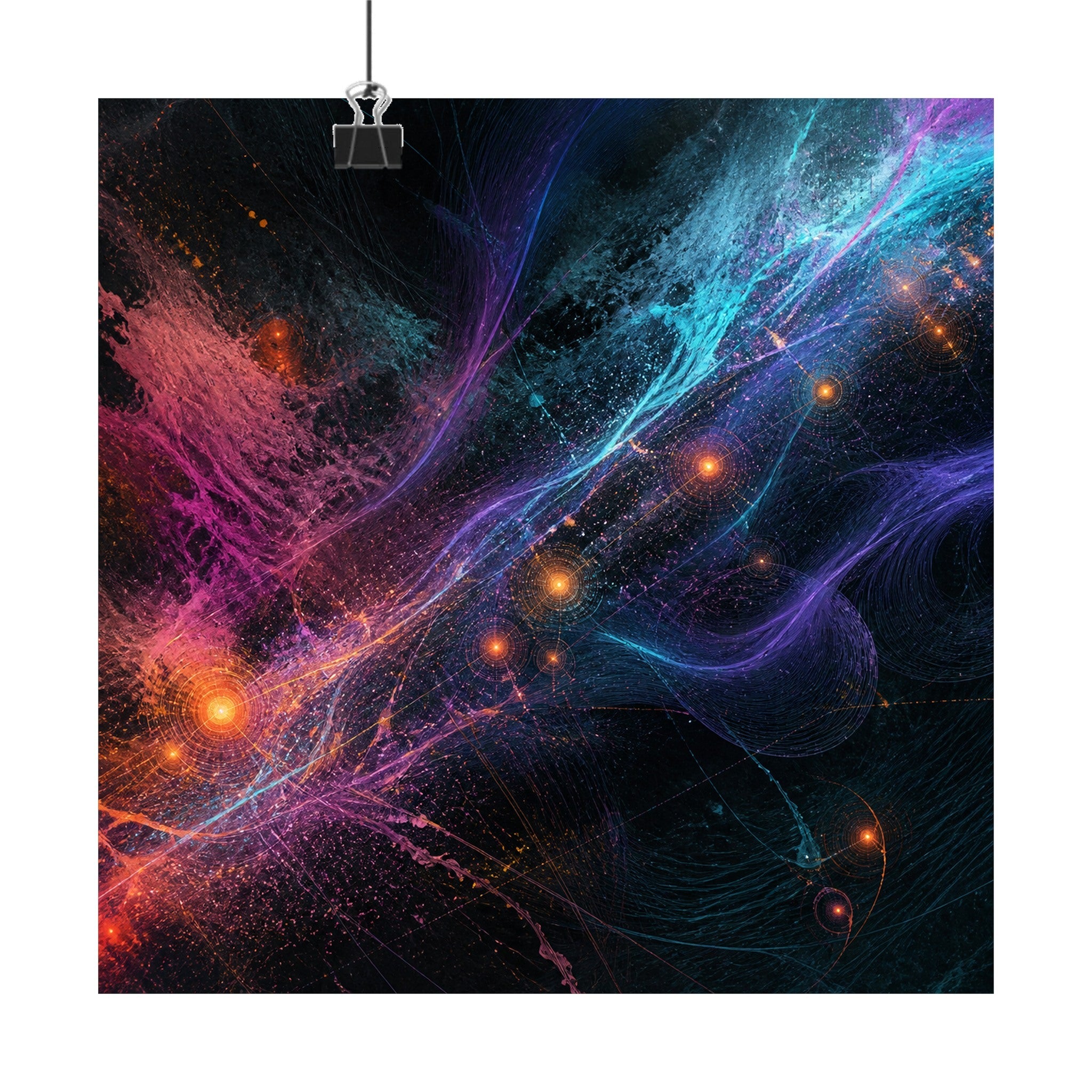 Aurora Relay Pollen original TrendTap art print displayed with binder clips