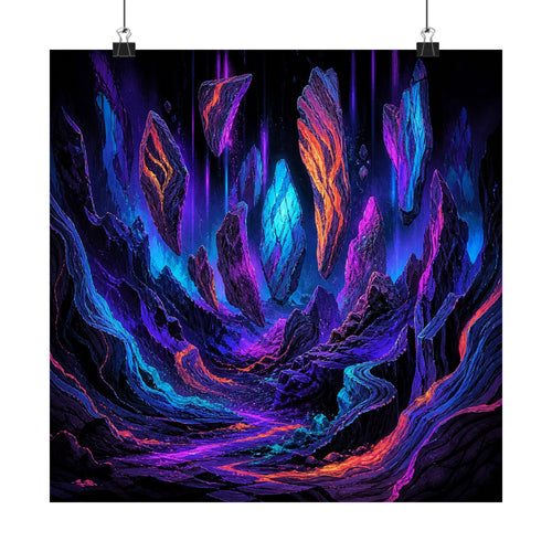 Blacklight Quarry Choir original TrendTap art print displayed with binder clips