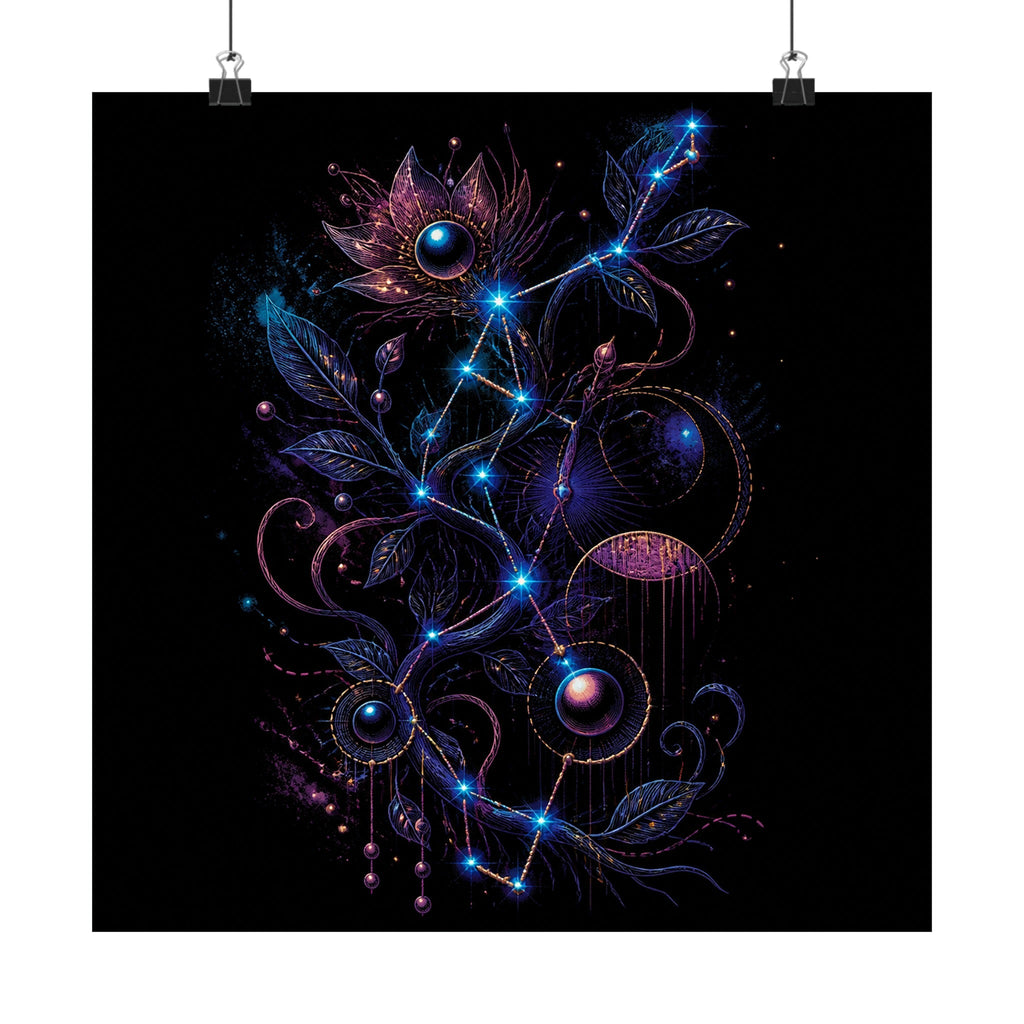 Celestial Thread Map original TrendTap art print displayed with binder clips