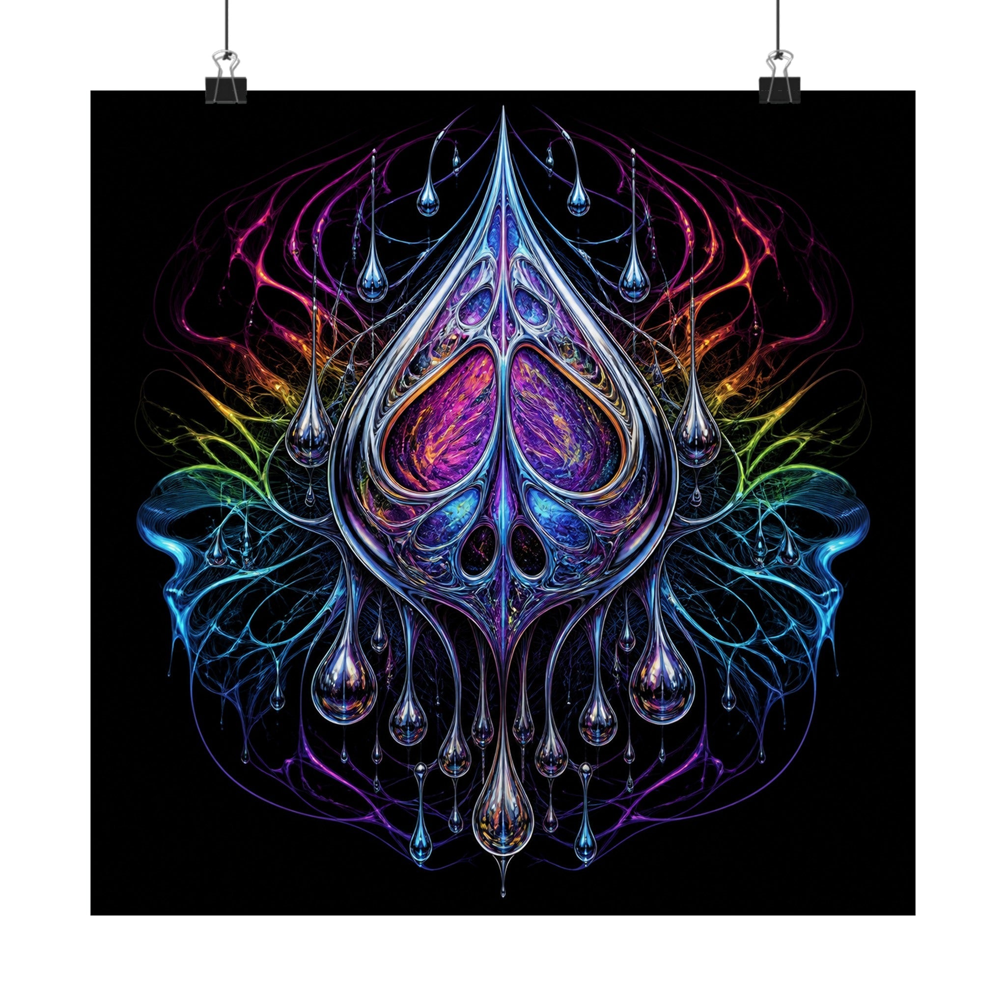 Chrome Anatomy of Rain original TrendTap art print displayed with binder clips