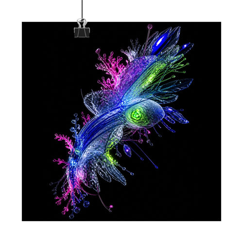 Crystal Organism Relay original TrendTap art print displayed with binder clips