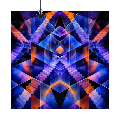 Cyan Monolith Choir original TrendTap art print displayed with binder clips