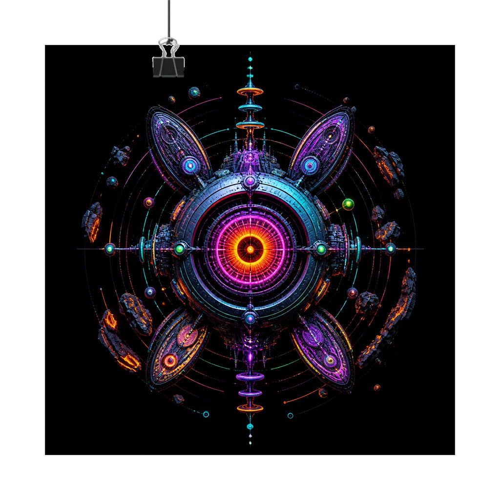 Deep Space Dialtone original TrendTap art print displayed with binder clips