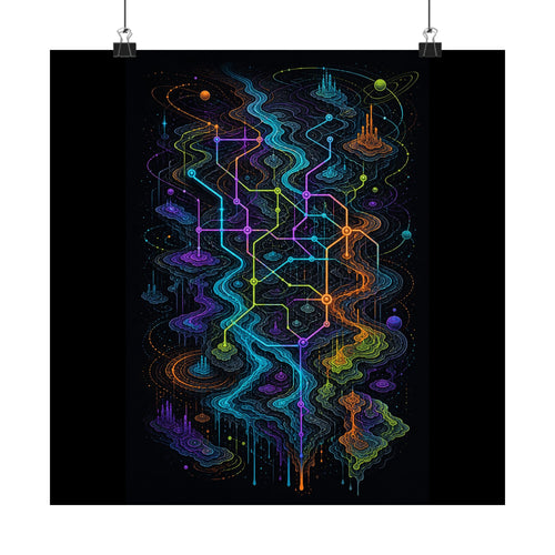 Dissolving Transit Map original TrendTap art print displayed with binder clips