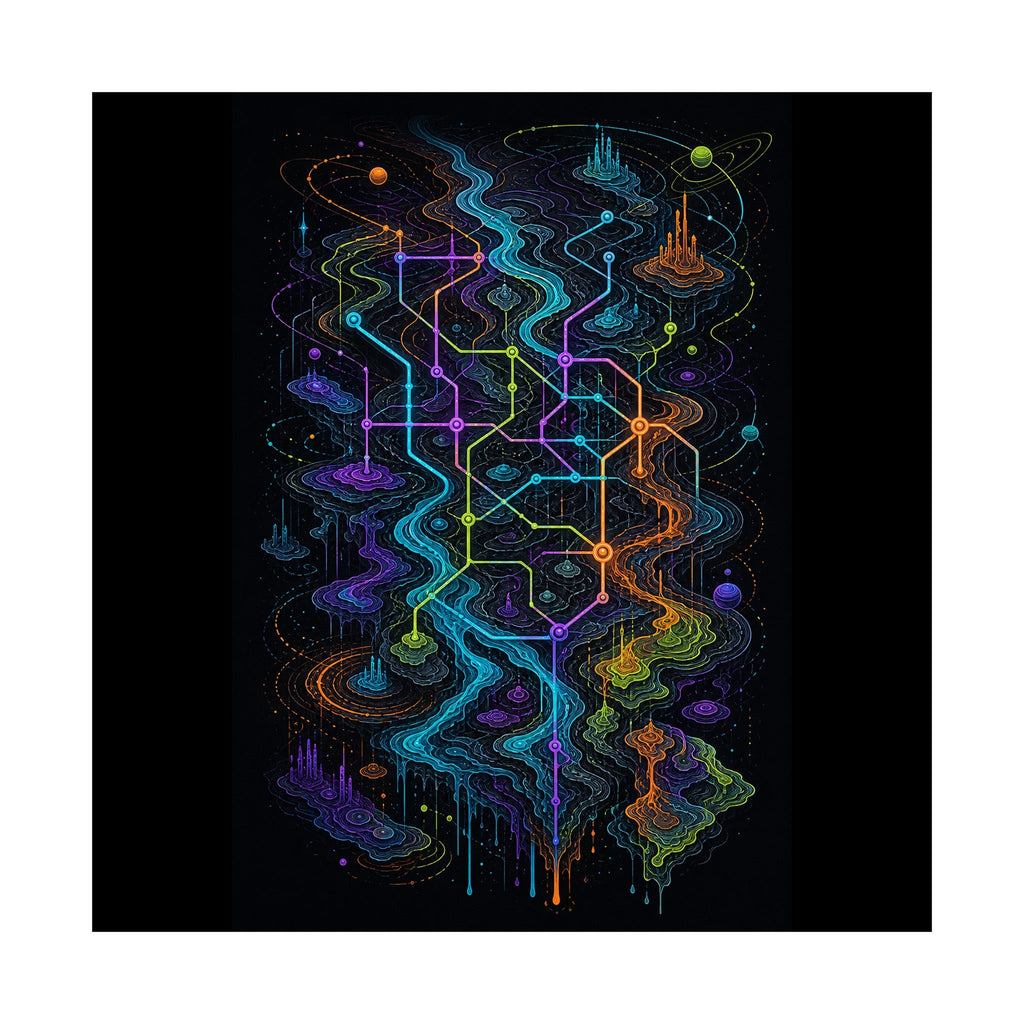 Dissolving Transit Map original TrendTap art print shown on a clean white display